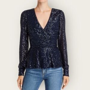 Parker Navy Sequin Blouse